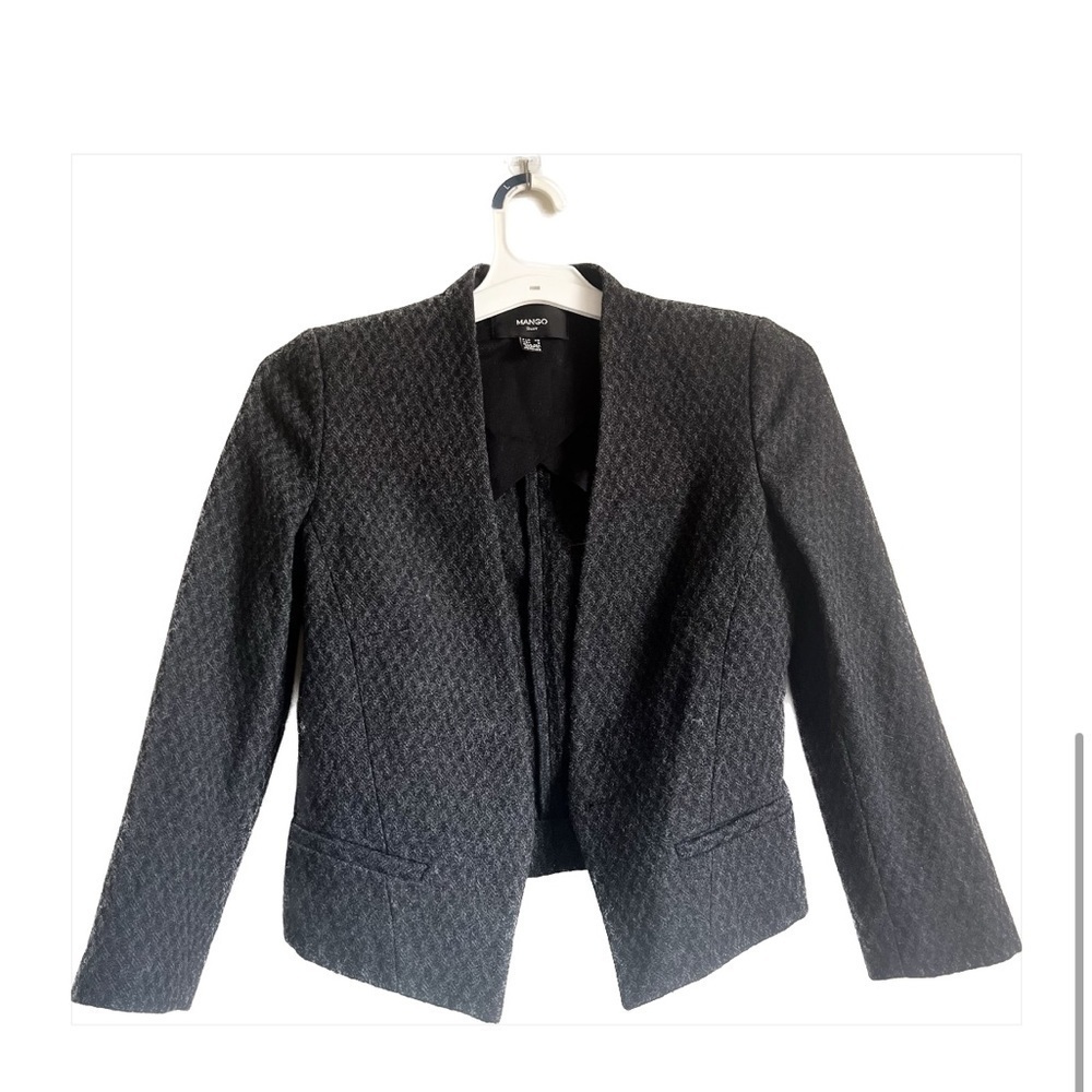 Mango Cropped Blazer | Dark Gray Heather | EUR XS US 2